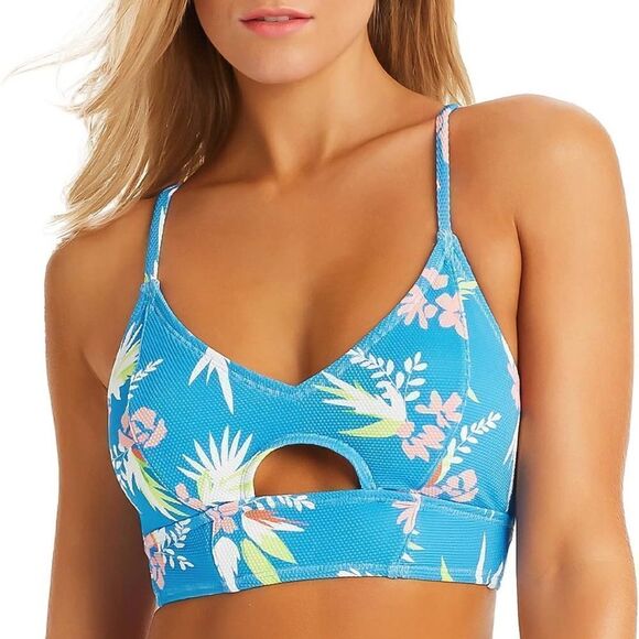 JESSICA SIMPSON Adjustable Cropped Cami Bikini Top CASPIAN MULTI Beach Vibes - Picture 1 of 12